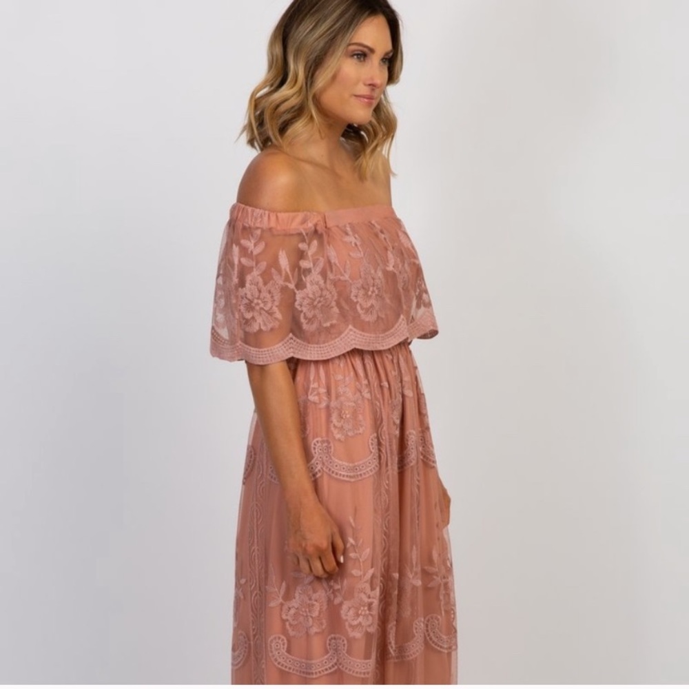 PinkBlush Lace Pink Maxi Dress Size Large